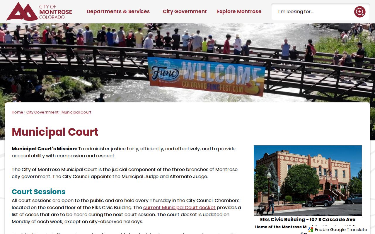 Montrose municipal court warrant status information